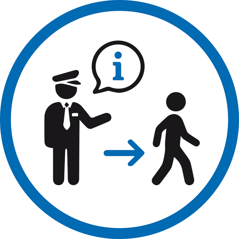 Icon Anweisungen des Personals folgen